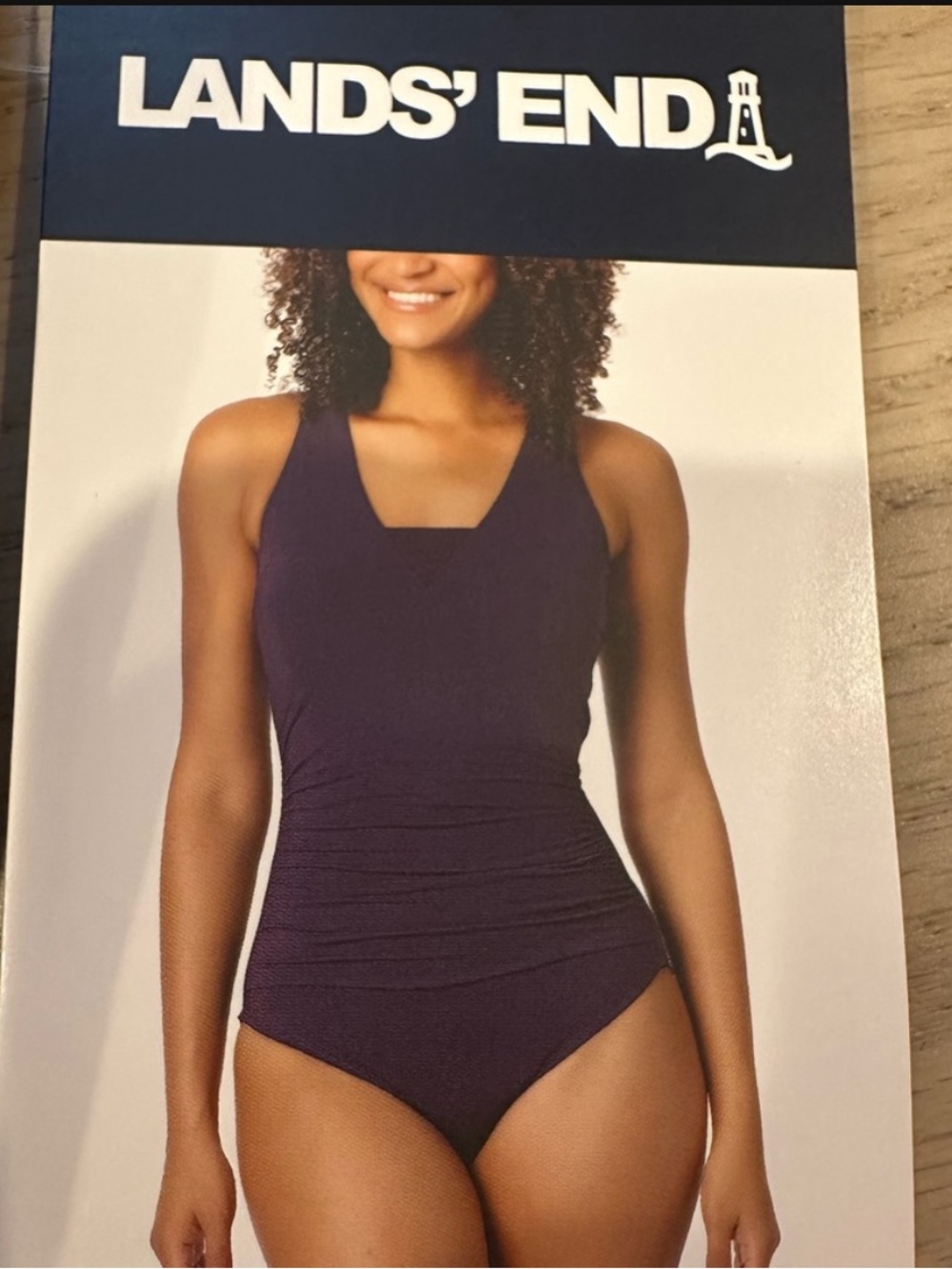 Lands' End Women's One-Piece Swimsuit - Deep Purple XL Tummy Control NWT